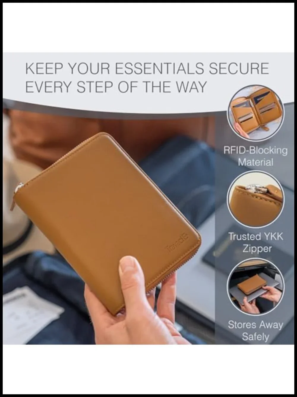Full Grain Leather Passport Holder for 2 - RFID Travel Wallet Organizer with